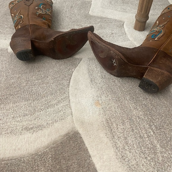 RARE Corral lizard brown and turquoise cowgirl boots - Picture 7 of 10